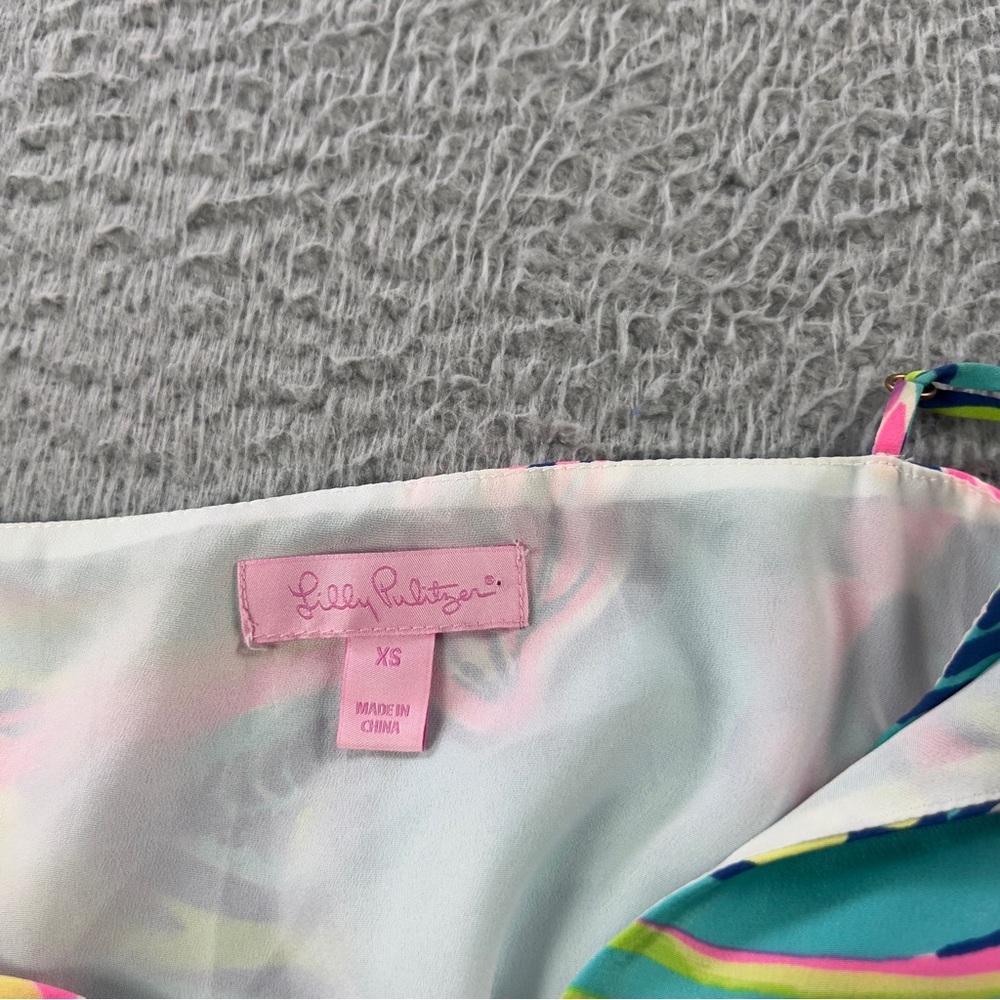 Lilly Pulitzer Silk Dress Womens XS Blue Bailey Sea Colorful Beach Lightweight - Picture 7 of 9